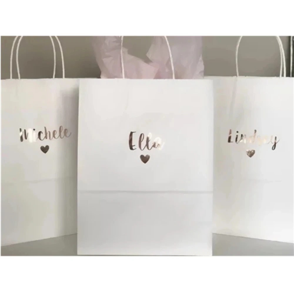 

Personalized silver nam wedding bridesmaid maid of honor thank you gift bags, gift bags,bridemaid- personalized gift bag