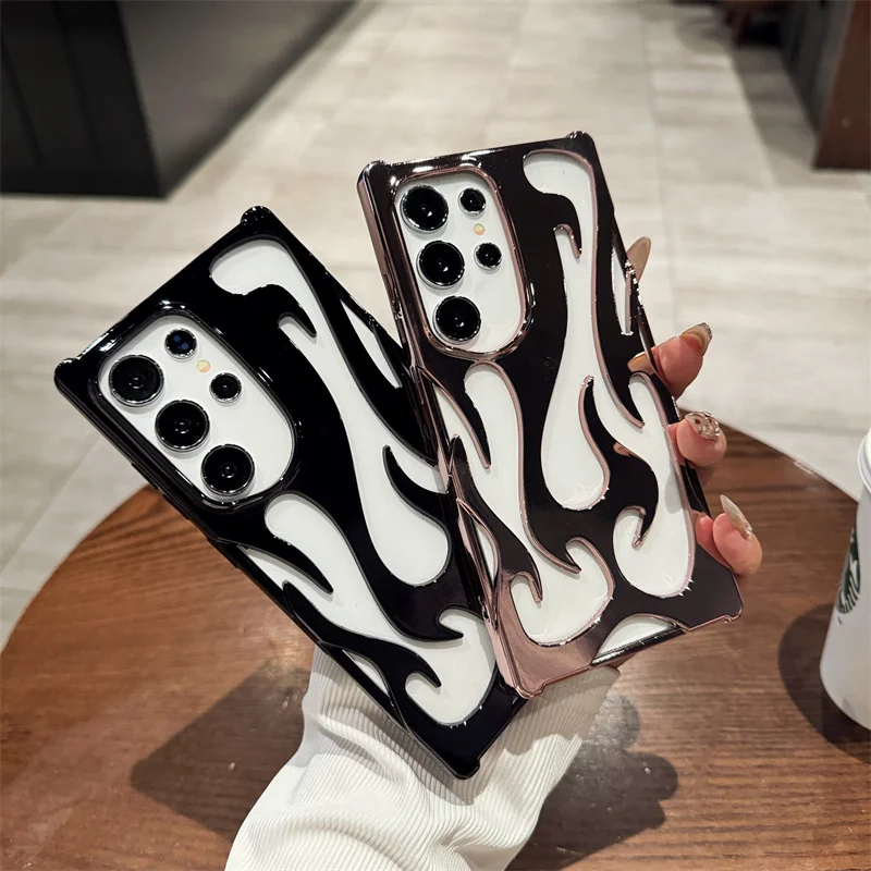 Flame Pattern 3D Plated Shockproof Slim Phone Case