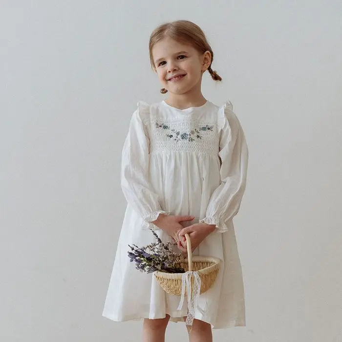 

Kids Dress 2023 New Autumn Baby Girls Cute Flower Print Long Sleeve Dresses
