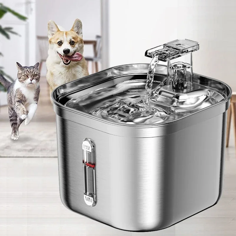 Cat Water Fountain 2.2L/73oz Cat Water Fountain Stainless Steel Pet Water Fountain for Cats Inside 1Filters&Ultra-Quiet Pump Dog Pet