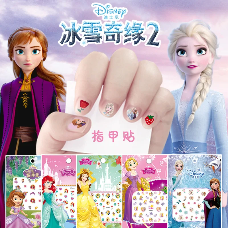 Disney Cartoon Frozen Princess Pooh Bear Snow White Makeup Nail Stickers Minnie Mickey Mermaid Stitch Stickers Toy For Kids DIY 2