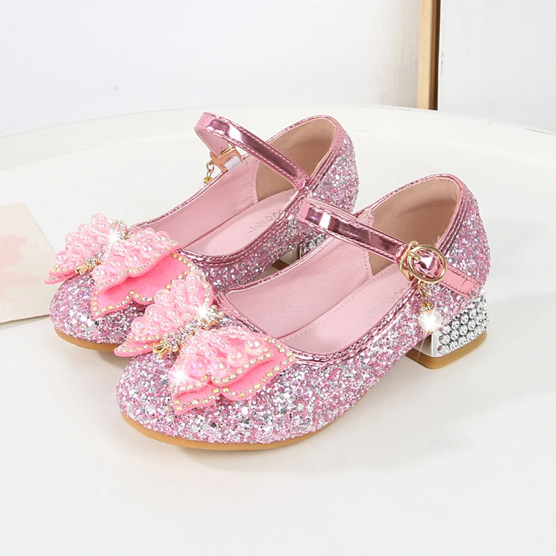 Shiny Butterfly Princess Elsa Shoes for Girls Halloween High Heels Shoes Christmas Cosplay Masquerade Birthday Party Sandals 2