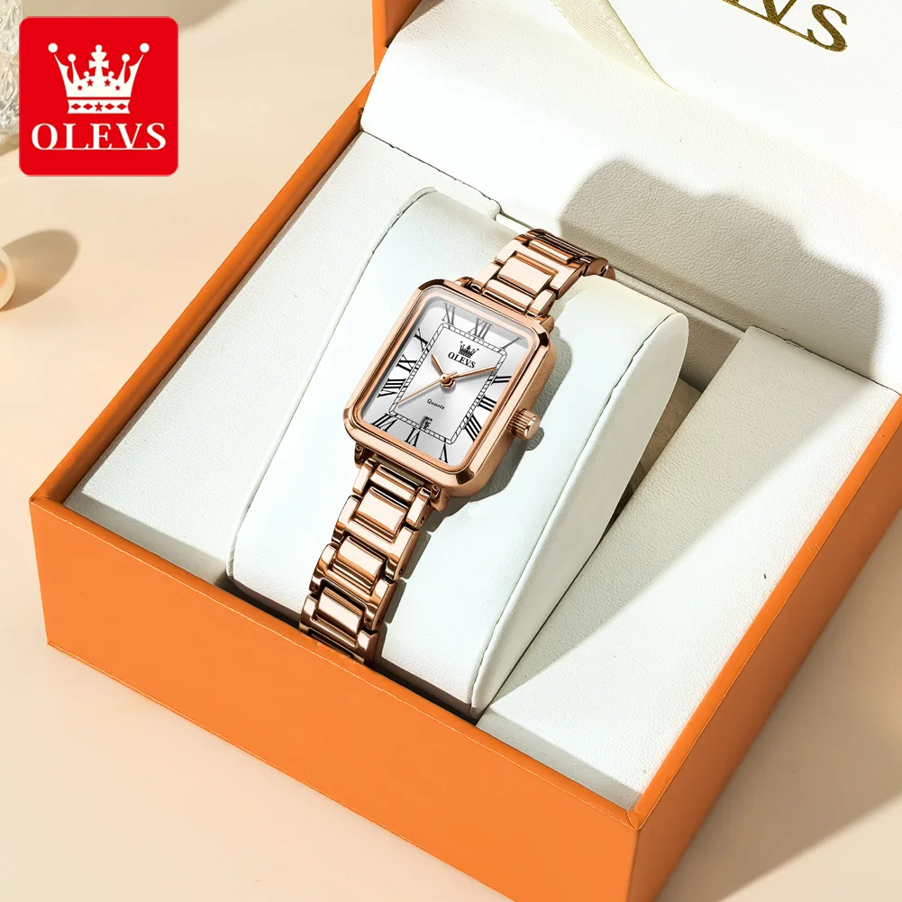 ساعات OLEVS الأصلية الكلاسيكية المربعة للنساء بأرق...