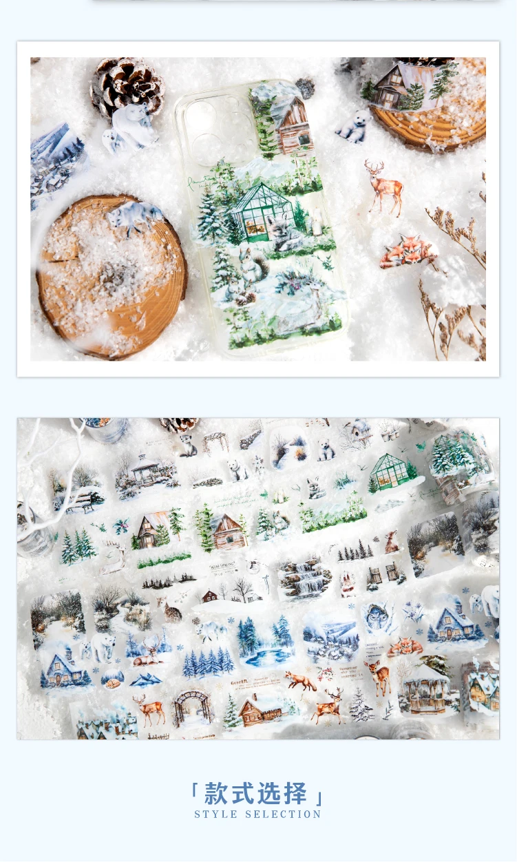 Journal GO 6X200cm Winter Schnee Szene PET Landschaftsbau Klebeband DIY Collage Junk Journal Scrapbooking Winter Masking Tape Aufkleber – Detail 10