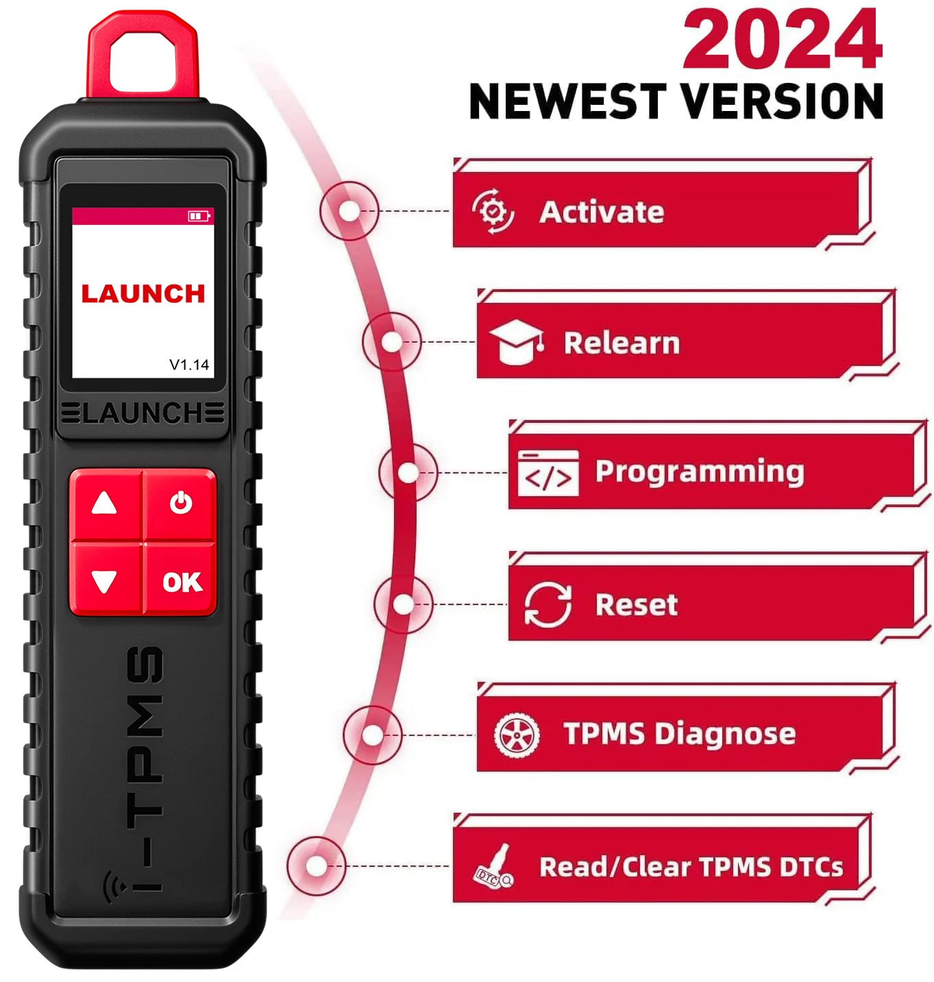 2025 업그레이드 LAUNCH X-431 i-TPMS TSGUN 타이어 공기압 감지기, TPMS 센서 재학습, 재설정 및 코딩, LAUNCH X431과 호환