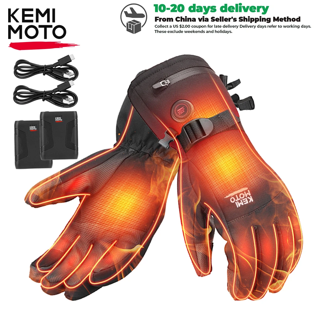 Waterproof Touchscreen Gloves KEMIMOTO Heated Motorcycle Gloves - 7.4V 2500mAh Rechargeable, Waterproof Touchscreen Winter Riding Gloves Waterproof Riding Gloves With Touchscreen
