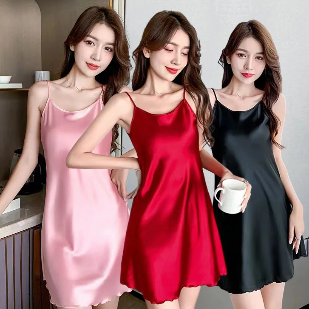 Elegant Women Sexy Satin Chemise Lingerie Ladies Sleepwear Nightdress Slip Nightwear Pajamas sleepwear lingerie silk nightdress