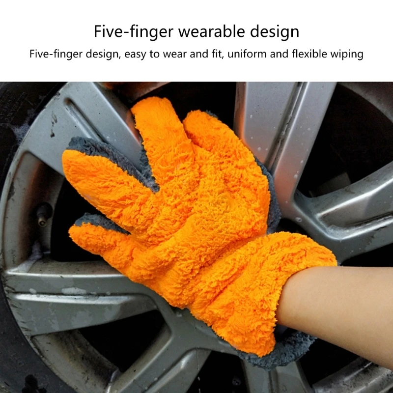 Microfiber Car Wash Mitts, Soft Vehicle Cleaning Gloves Double Sided High Absorbency Nonscratch Mitts for Easy Handling