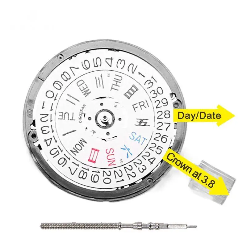 

Original Nh36a Crown At 3.8 Nh36 With Date Day Week Self-winding Automatic Movement For Seiko Watch Skx007 Mod Replacement Part