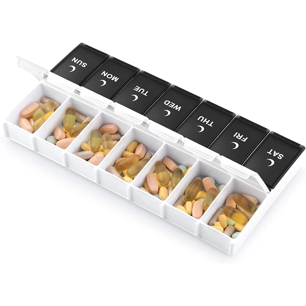 Compact 14-Slot Weekly Travel Pill Organizer