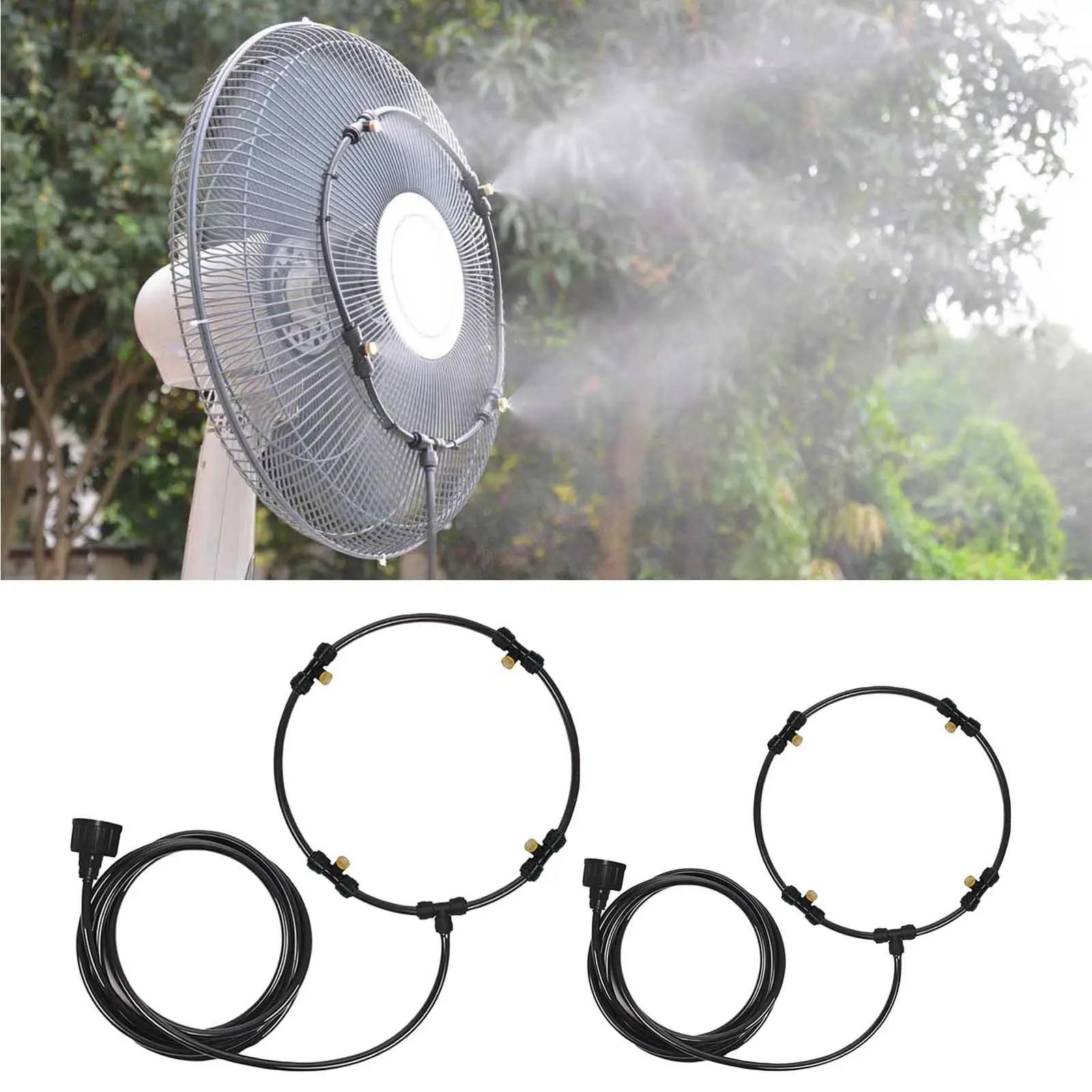 

Fan Mist Kit, Cooling System Patio , Easy to Use, Connects to Any Outdoor Fan