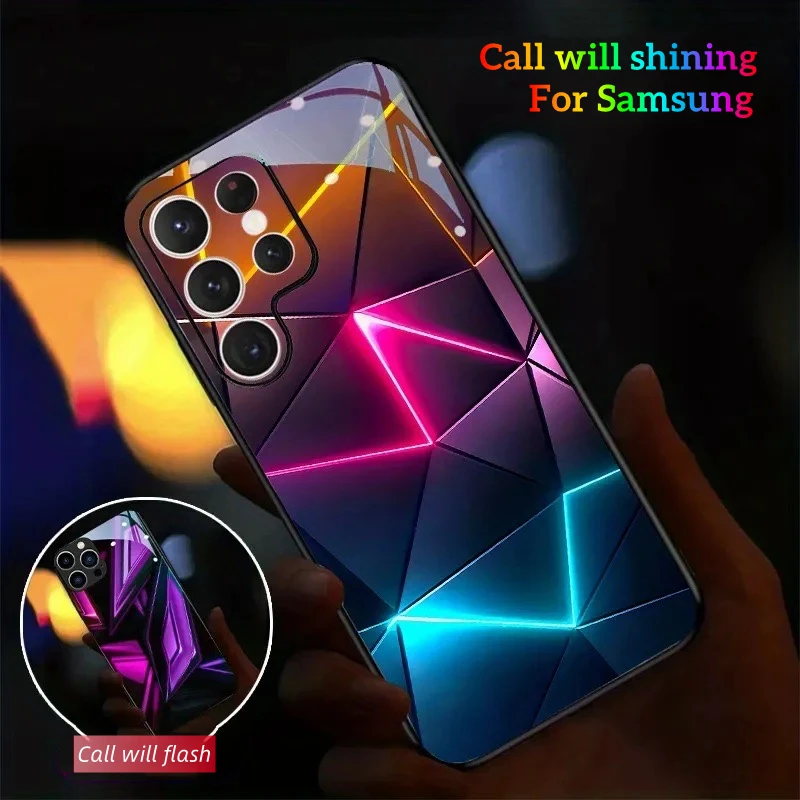 Luminous Geometry LED Phone Case with Voice Control Glow Shell