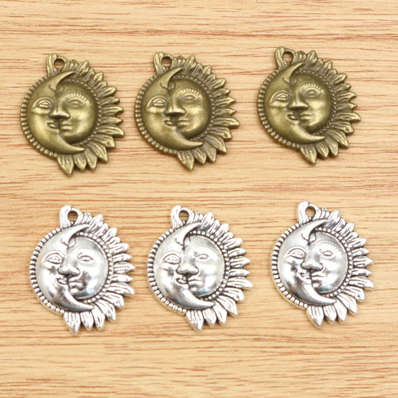 20pcs 16x20mm Antike Silber Überzogene Bronze Mond Sonne Blume Charms Handmade Anhänger DIY Schmuck Erkenntnisse für armband halskette