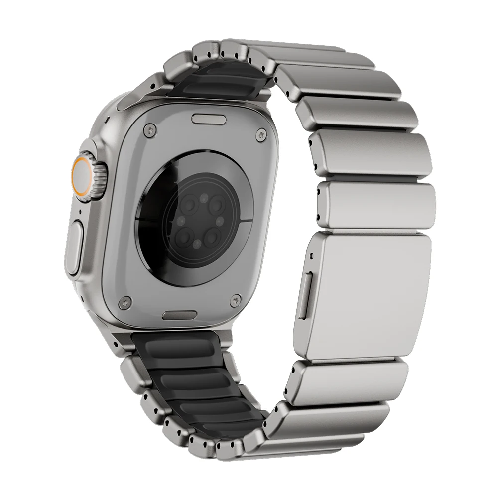 Luxury Titanium Magnetic Watch Strap with Rubber Band Design