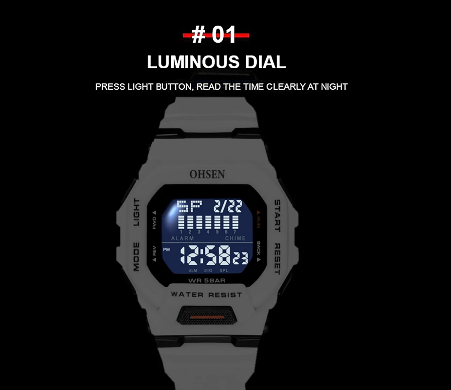 Orologi Sportivi da Uomo, Orologio Elettronico Sportivo da Esterno Impermeabile 50M Orologio Sportivo Digitale Resistente Agli Urti con Cinturino in Gomma Ampio Display (Oro