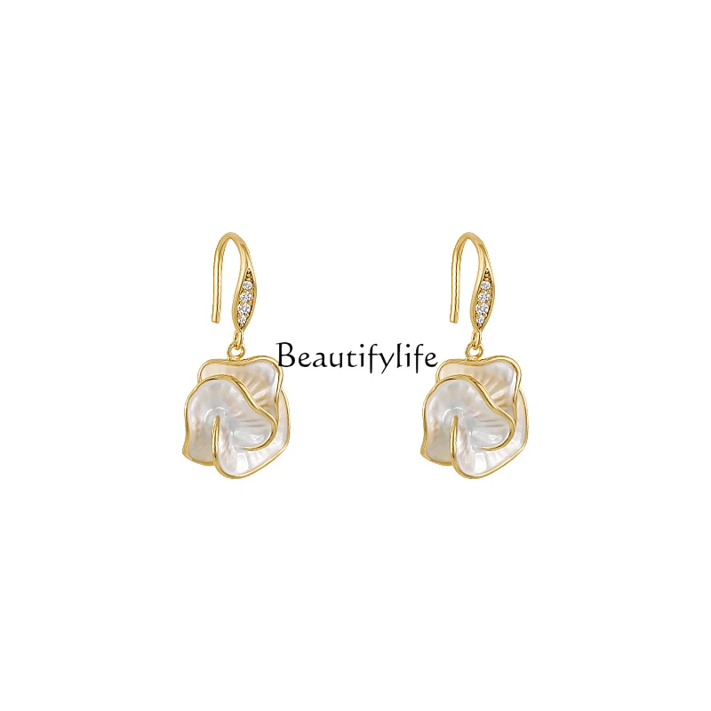 

Camellia Flower Earrings for Women Special Interest Light Luxury Elegant High-Grade Earrings Autumn and Winter