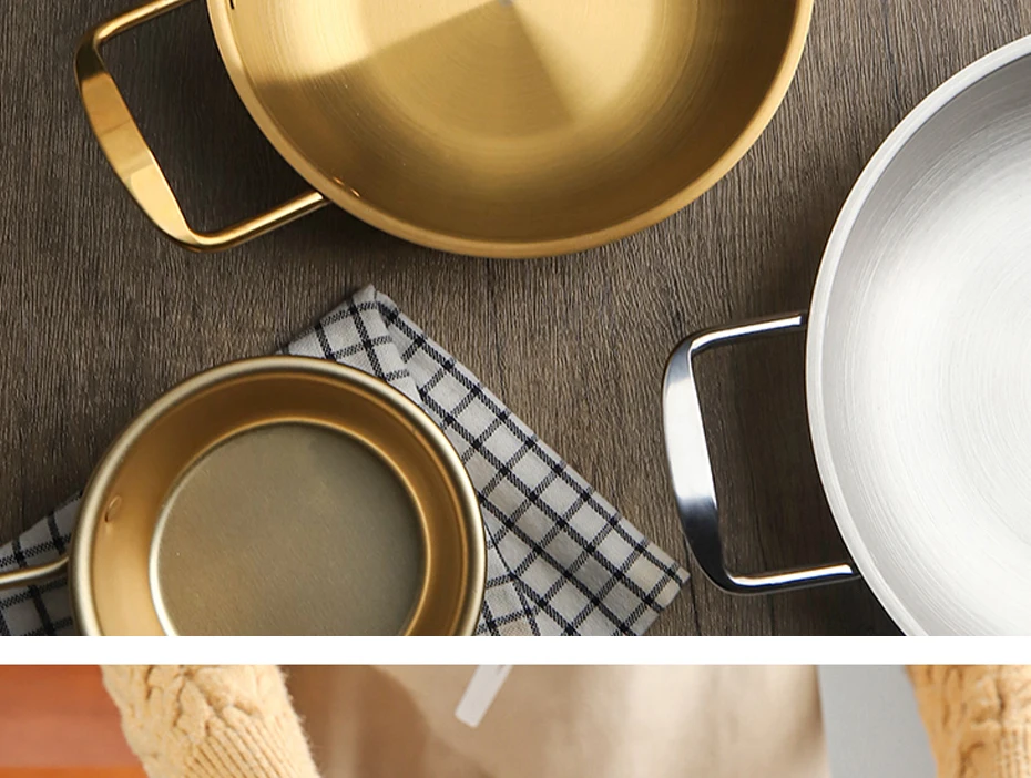 Golden Noodle Pot Korean Style Stainless Steel Soup Pot Gas Induction Pot 20 Cm