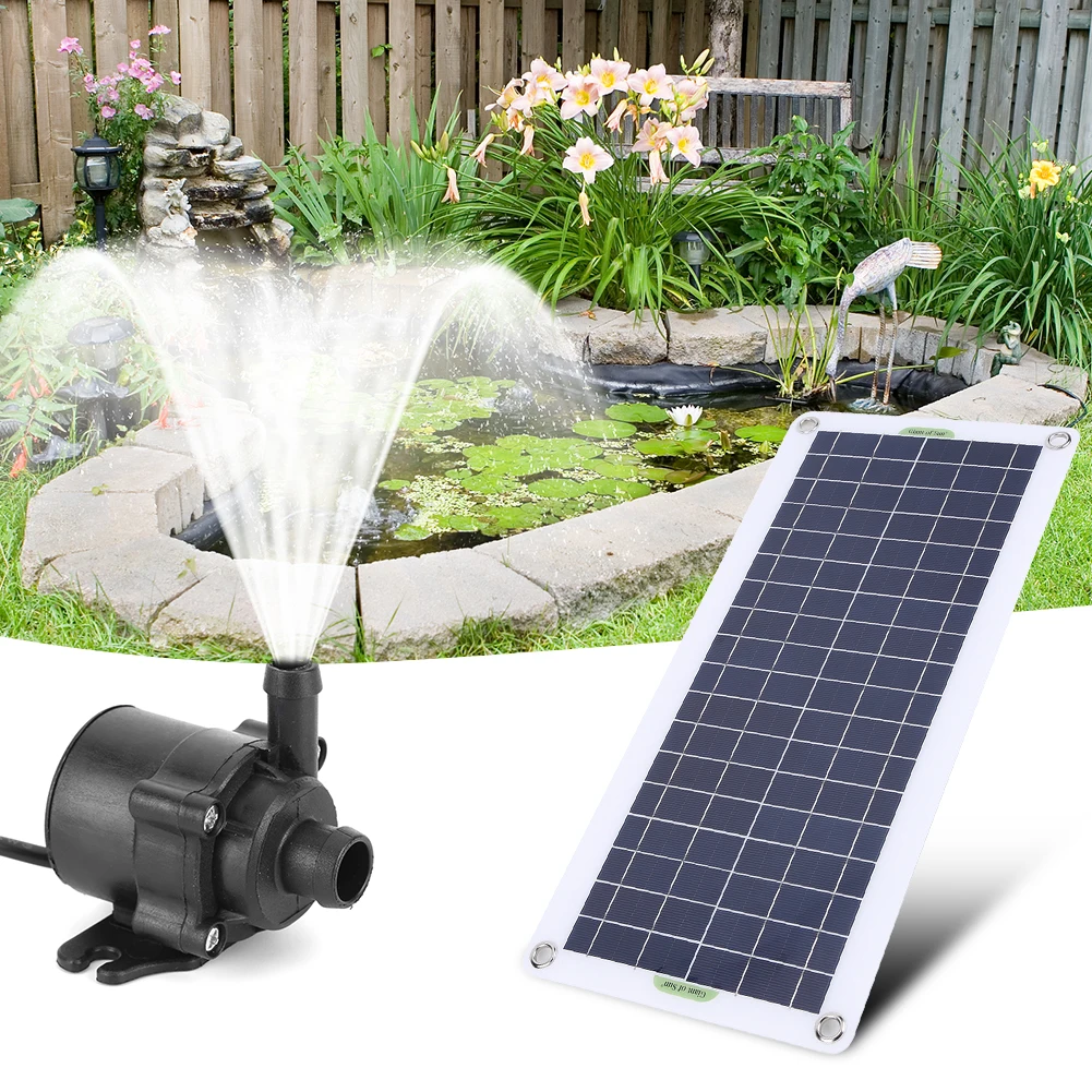 50W 18V Solar Fountain Pump Ultra-quiet Solar Powered Water Pump Set Portable Outdoor Garden Watering System Bird Bath Pond