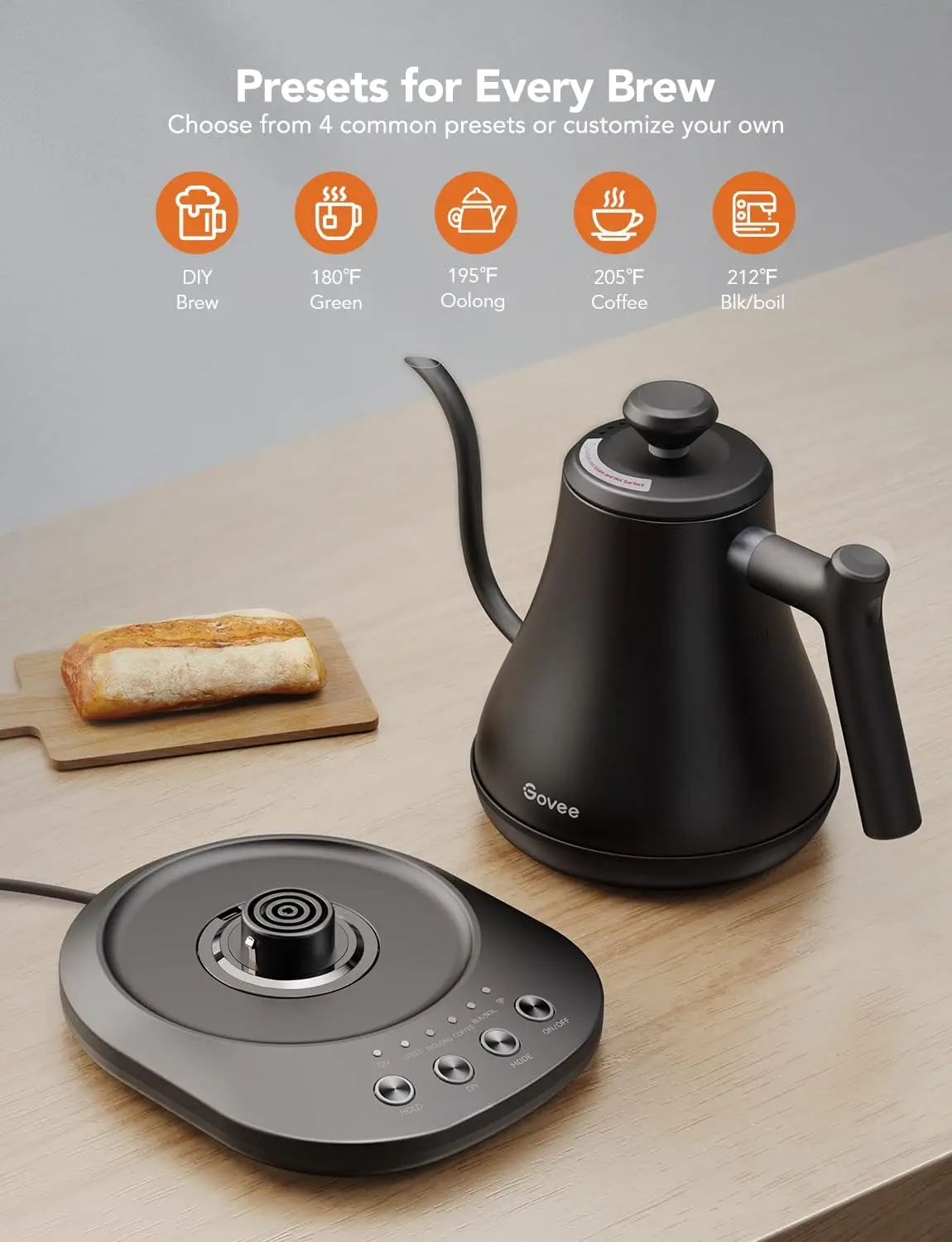 Smart Electric Kettle, WiFi Variable Temperature Gooseneck Pour Over Kettle and Tea Kettle, Alexa Control, 1200W Quick Hea 5