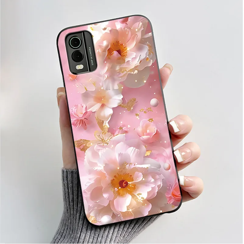 Black Soft Silicone TPU Luxury Fashion Flower Butterfly Phone Case