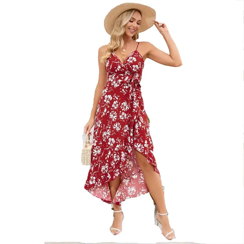 

2024 Women's Summer Floral Boho A Line Chiffon Dress