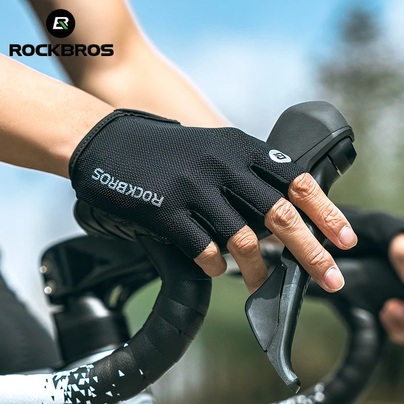 ROCKBROS Bike Gloves Half Finger Summer Breathable Anti-slip SBR Pad Shockproof MTB Road Bicycle Gloves Cycling Shorts Gloves 2