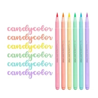 6pcs Soft Brush Fluorescence Pen Set Pastel Markers Coloring Highlighter Calligraphy Pen For Office Art Student Supplies 2
