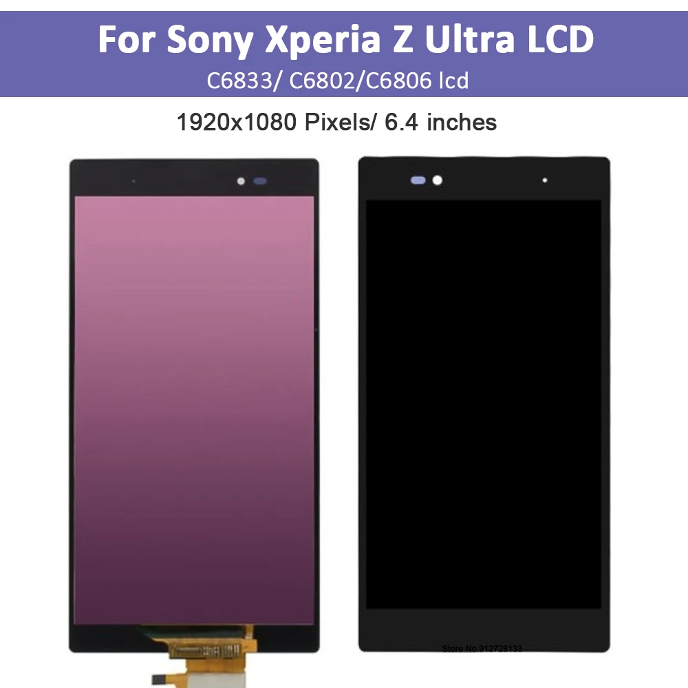 6.44'' Original For Sony Xperia Z Ultra lcd XL39h XL39 C6833 C6802 LCD Display Touch Screen Digitizer Phone Assembly with frame lcd display screen smart phone screen replacement