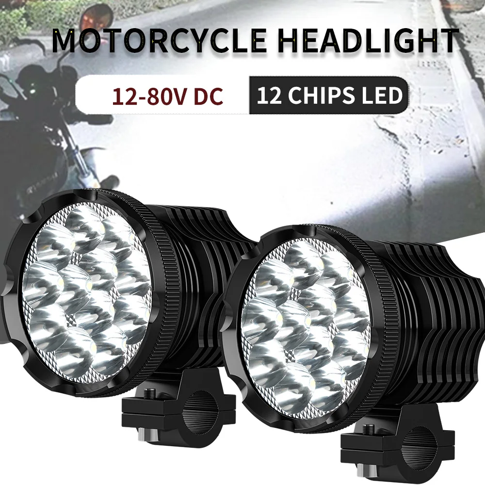 Auxiliary12LEDHeadlightsForMotorcycleSpotlightsLongRange1285V
