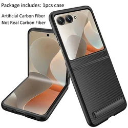 Sleek PU Leather Folding Case with Kickstand Holder for Razr Ultra (Fiber pattern)