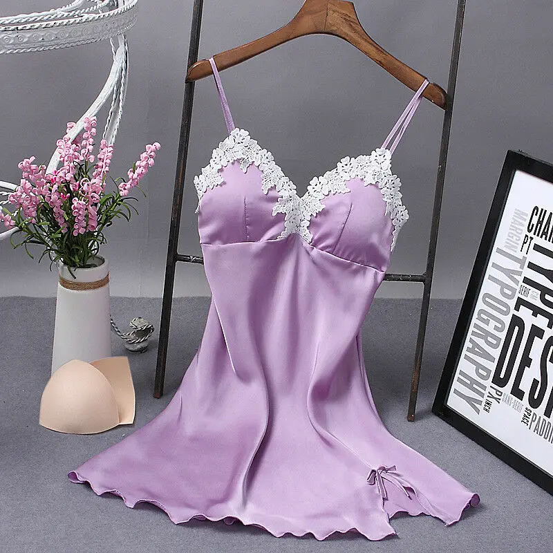 

Women Satin Silk Lace Sling Robe Dress Night Dress Bathrobe Ladies Sleep Dress Black Sleepwear Sexy Lingerie