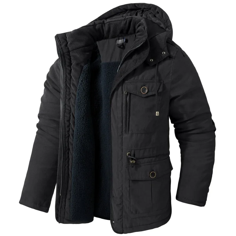 Men's Jacket, Cashmere Wool jacket, Military Outdoor Windproof Hooded Cotton Jacket, Men's Warm Winter Jacket