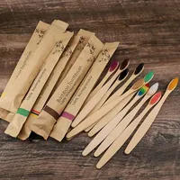 Couleur aléatoire 5/10 pièces Brosse à dents en bambou réutilisable écologique en bois à poils souples pour adultes, fournitures de voyage et de maison, vente en gros 2