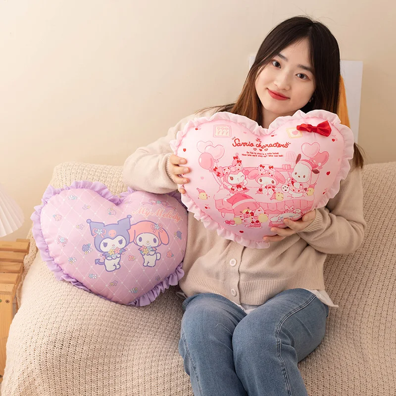 

Мягкая плюшевая игрушка в форме сердца Kuromi My Melody, симпатичная Удобная подушка на спину, милые плюшевые аниме плюшевые игрушки в японском стиле, рождественские подарки