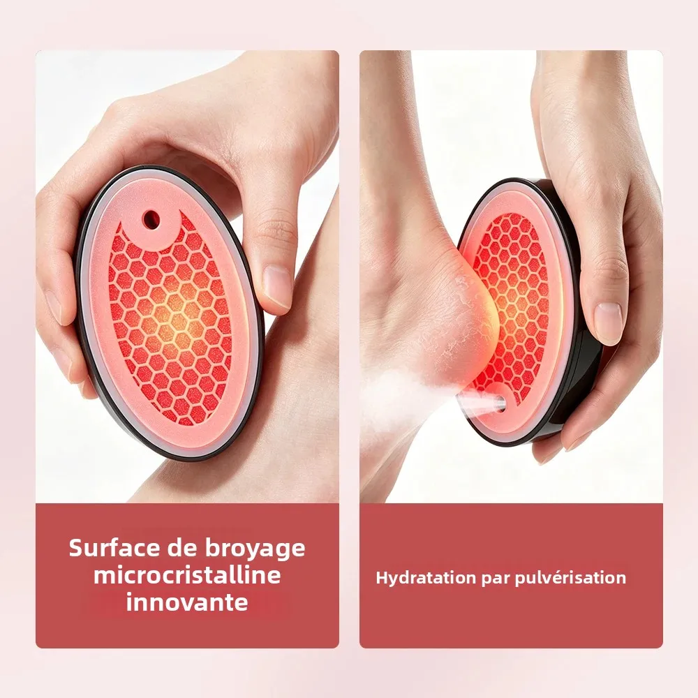 Broyeur électrique hydratant pour les pieds, luminothérapie rouge et bleue, exfoliant les callosités et les peaux mortes, rechargeable par USB, avec spray pour pédicure_voghion.com
