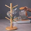 Tree Shape Wood Coffee Tea Cup Rack Storage Holder Stand Home Kitchen Mug Hanging Display Drinkware Shelf With 6 Hooks 3