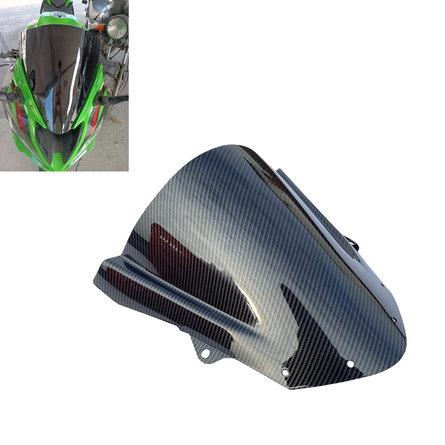 

Carbon Fiber Painting Windshield Windscreen Double Bubble Wind Deflector For Kawasaki ZX6R 636 2009-2022 ZX10R 2008-2010