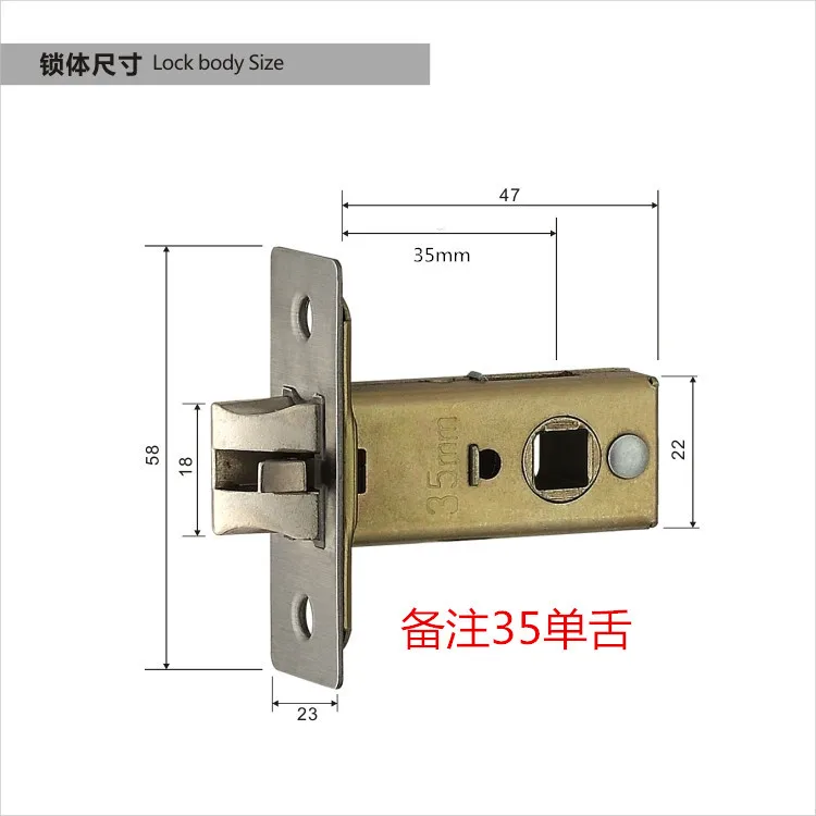Stainless Steel Lock Body Lock Core Indoor Bedroom Tongue Lock Universal Wooden Door Door Lock Room Home Silent