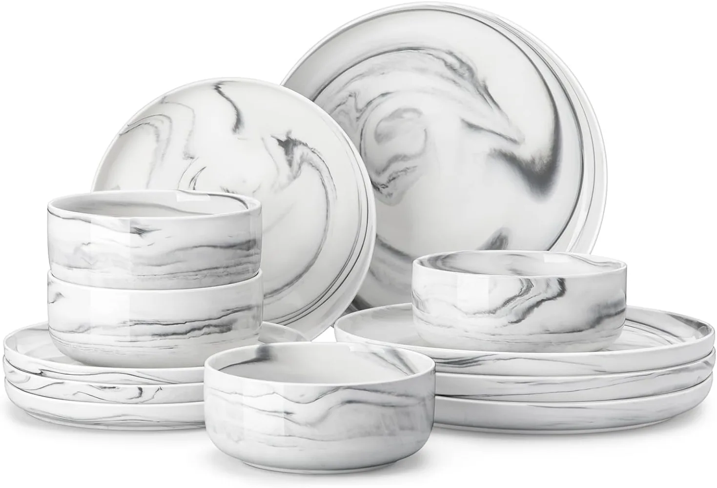 

MALACASA Plates and Bowls Sets, 12 Pieces Porcelain Dinnerware Sets Dishware Sets Chip Resistant Ceramic Dish Set Dining Dinner