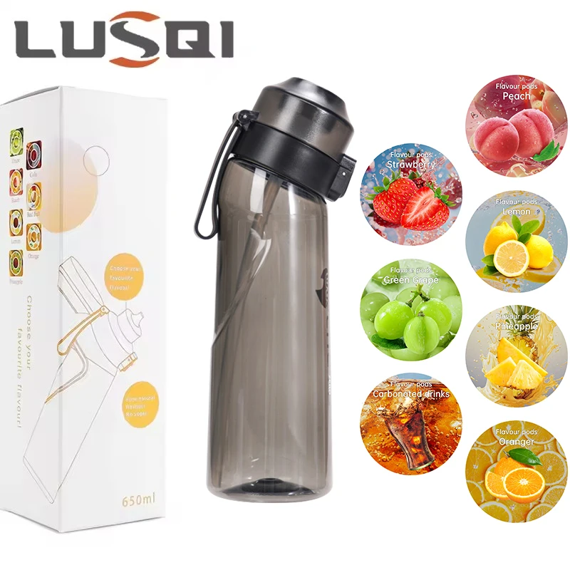 Lusqi-エアフレーバーのウォーターボトル,ランダムフレーバーポッド,スポーツストローカップ,アウトドアスポーツ用トリタン,フィットネス,BPAフリー,650ml, 7個