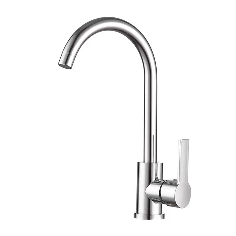 

Kitchen Sink Faucet Cold Hot Mixer Tap Deck Mounted Swivel Tap Polished Chrome Plated Sprayer Single Handle Bathroom Faucet