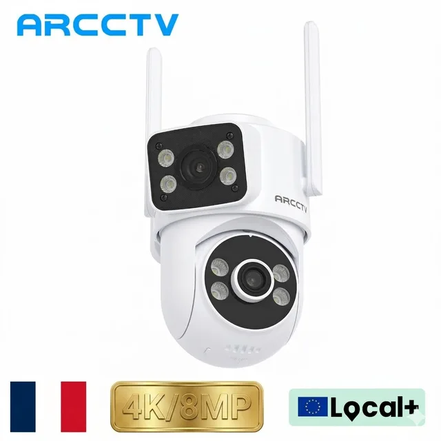 Caméra de surveillance WiFi ARCCTV à double objectif 4K 8MP, HD, conversation bidirectionnelle, suivi automatique, caméra de sécurité extérieure, vision nocturne couleur 1