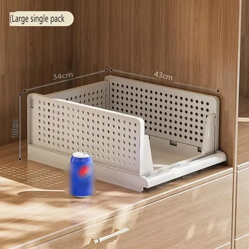Foldable Storage Basket Space Saving Stackable Clothes Organizer with Layered Partition for Wardrobe Closet Kid Room Toy Storage