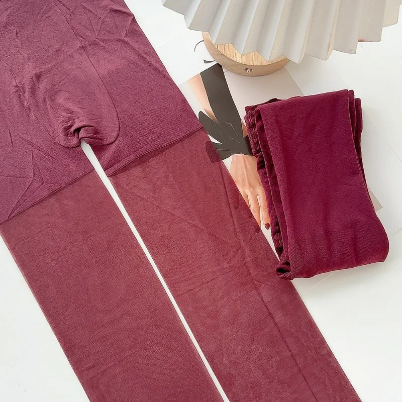 1/2Pcs Vintage Wine Red Stocking Women Sexy Burgundy Thin Thick Super Elastic Tights Anti-Hooker Senior Pantyhose Long Socks