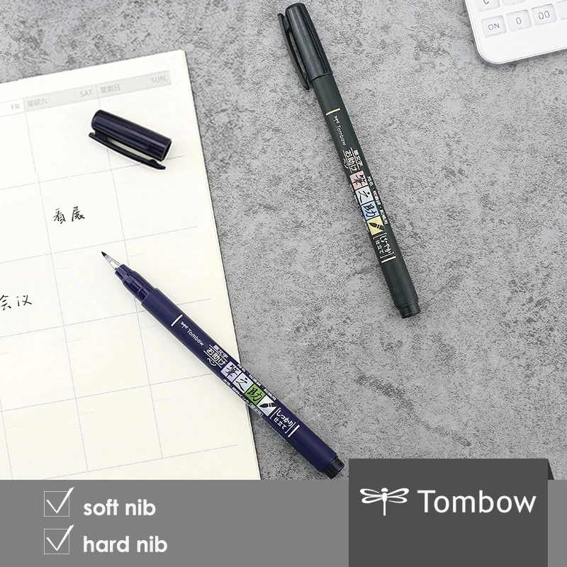1PC Tombow Fudenosuke Brush Pen Soft and Hard Tip Art Marker Black Ink for Calligraphy Art Drawings Sketch Lettering Pens art marker pens,art markers,calligraphy brush pens,lettering pens,drawing pen