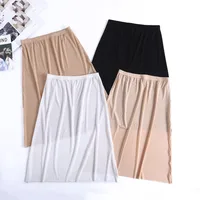 Jupe à bascule grande taille, demi-corps, robe d'été en soie glacée fine, taille haute, élastique, Anti-pénétration, doublure sous-jupe 3