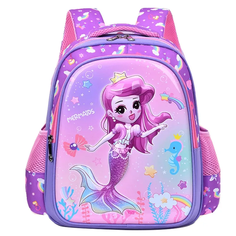 Kids Backpack Purple Girl Elementary Primary School Backpacks Kindergarten Bookbags 3D Mermaid Cute Children Shoulder School Bag 1