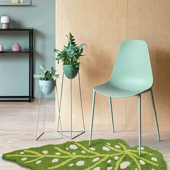 녹색 잎 모양 초흡수성 욕실 러그, 홈 장식 소파 바닥 카펫, 미끄럼 방지 목욕 매트, 기계 세탁 가능한 플록 침실 매트