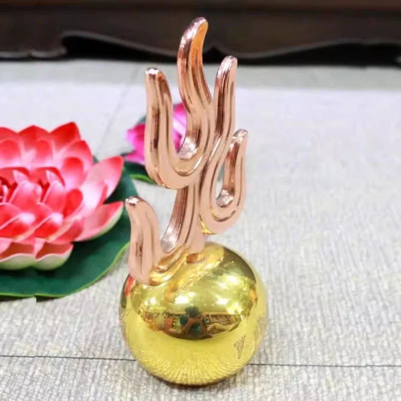 Tibetan King Torch with Pearl Magic, Pure Copper, Fireball Color, Gold Ground, Buddhist Tools, Ksitigarbha Accessory