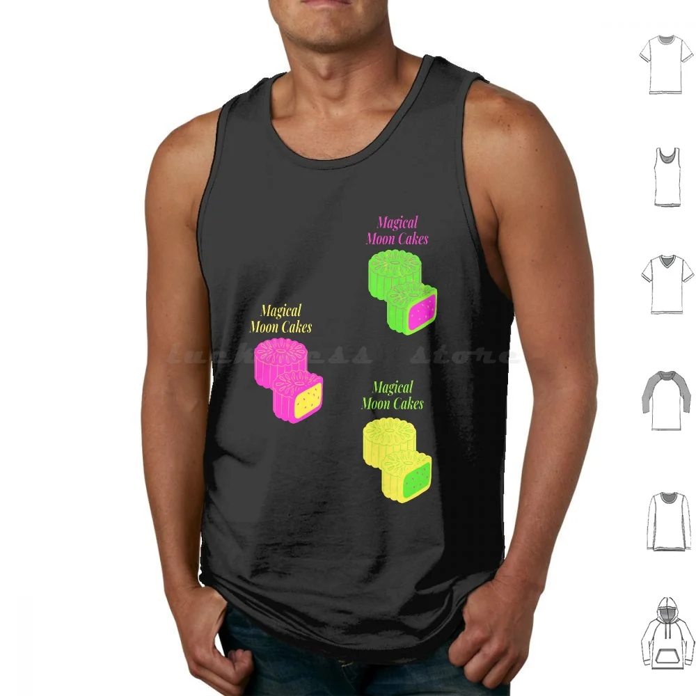 

Волшебные лунные пирожные, неоновые майки над луной, хлопковые Волшебные пирожные с принтом Луны, лунный пирожный над луной, нефрит